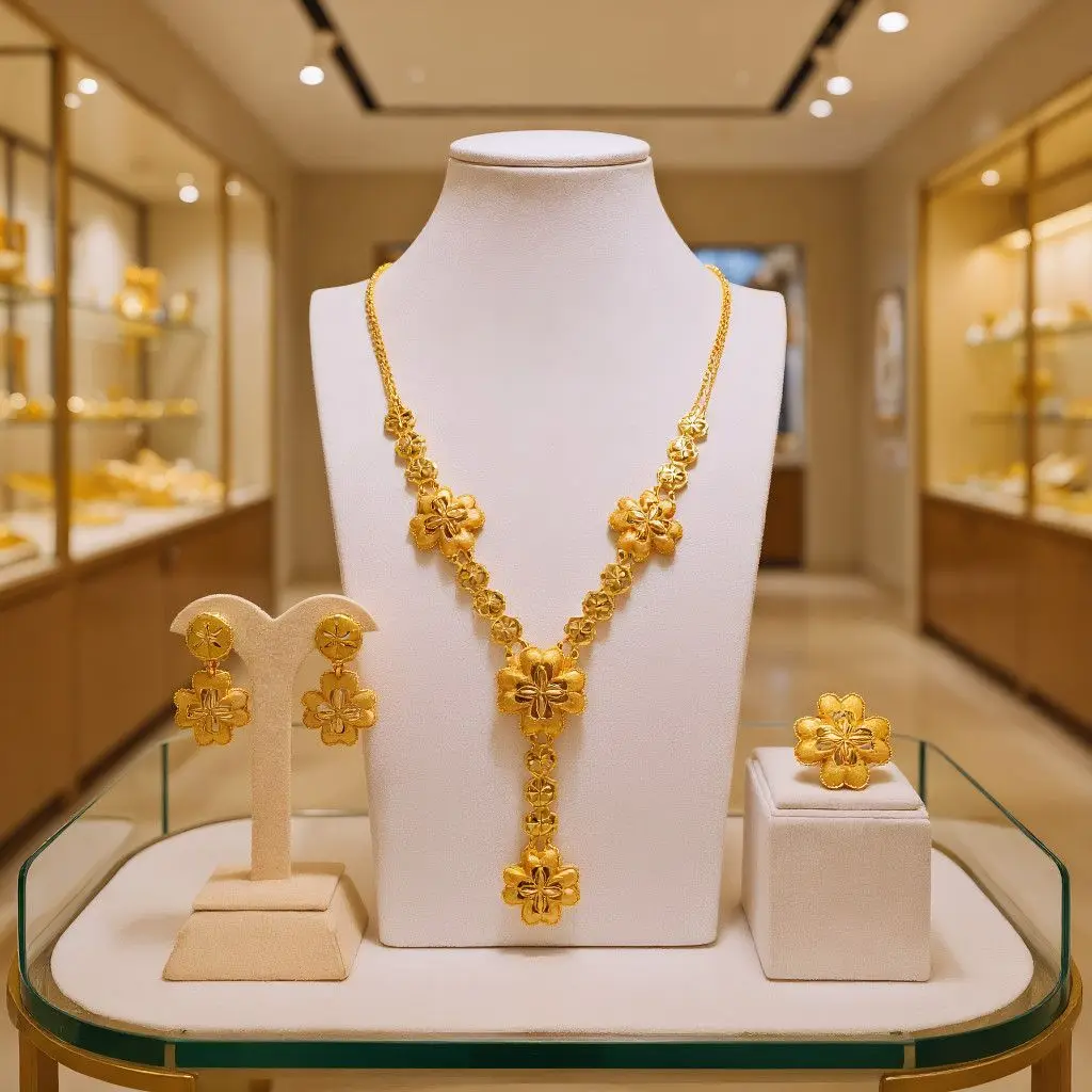 

Fashion New Dubai 24K Gold Plated Customized Necklace, Earrings, Rings, Wedding Party Jewelry Set for Lovers DD10724