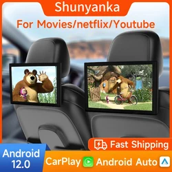 Headrest Monitor Tablet Wireless Carplay Android 12 Auto Car Rear Seat Video Player FM Bluetooth AirPlay Input Full Touch Screen