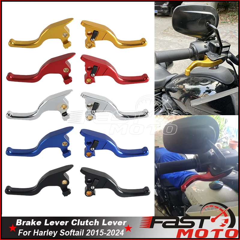 Clutch Brake Lever For Harley Softail Deluxe FLS Slim FLSL Street Bob FXBB FXFB FXFBS Motorcycle Left Right Hand Levers 15-2024