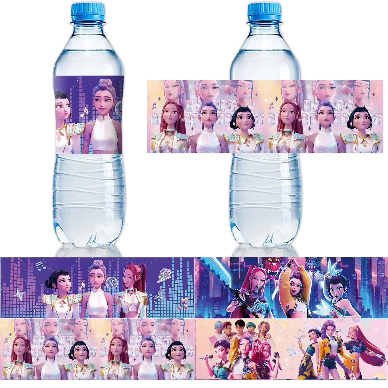 

10PCS Water Bottle Label For Children K-pops Demons Huntey Sticker Birthday Decor Baby Shower Party Gift Girls Party Supplie DIY