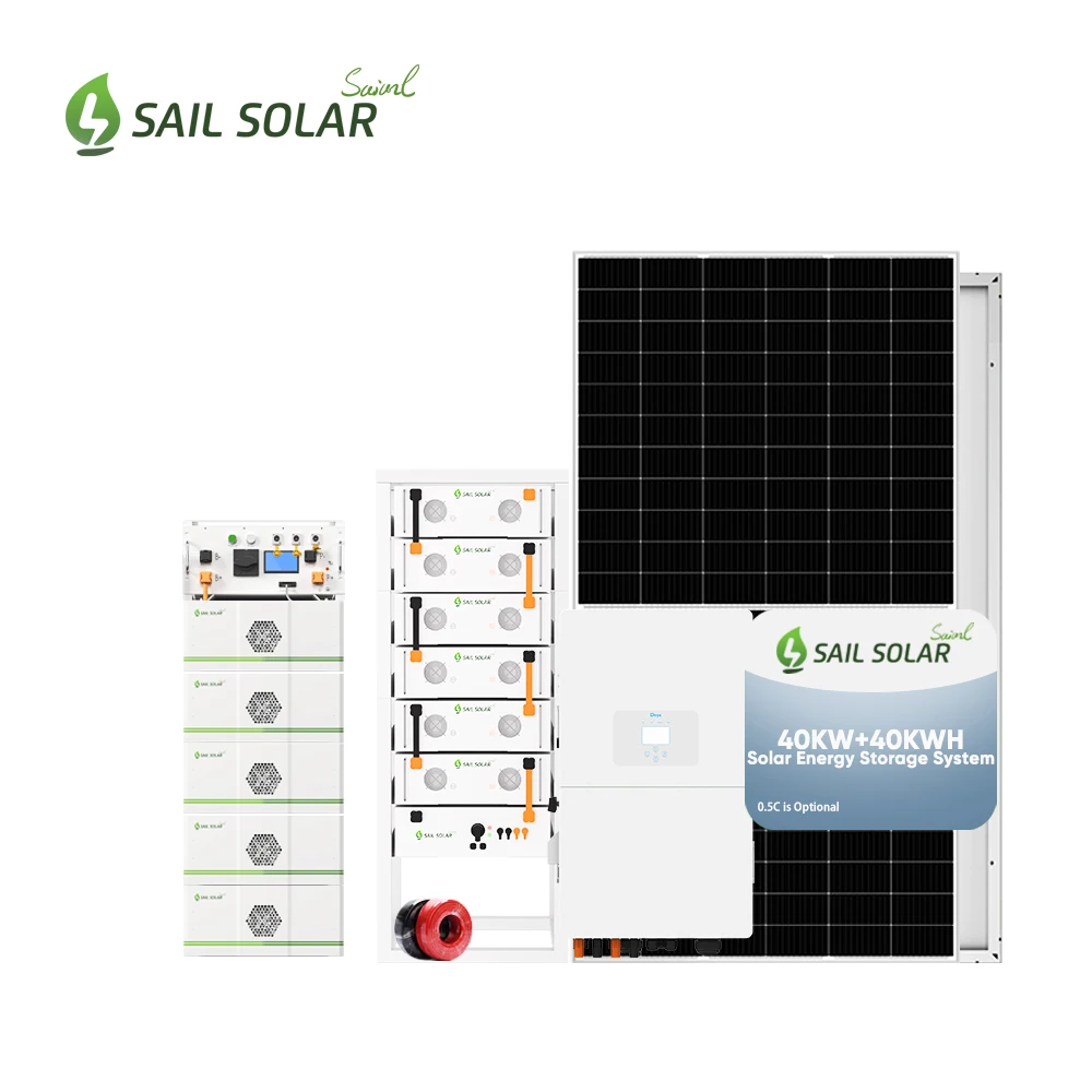Factory Price Sail Solar 30KW 40KW 50KW Complete Industrial Solar Energy Power System Kit with Deye Three Phase Hybrid Inverter