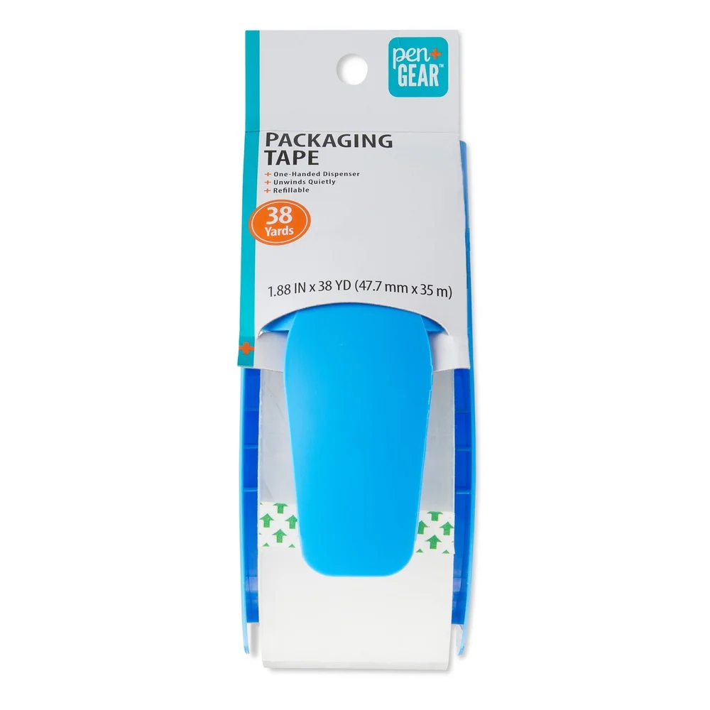 Clear Packaging Tape One-Handed Dispenser 1.88in x 38yds Strong Adhesive Cardboard Paper Plastic Ideal Home Office Shipping
