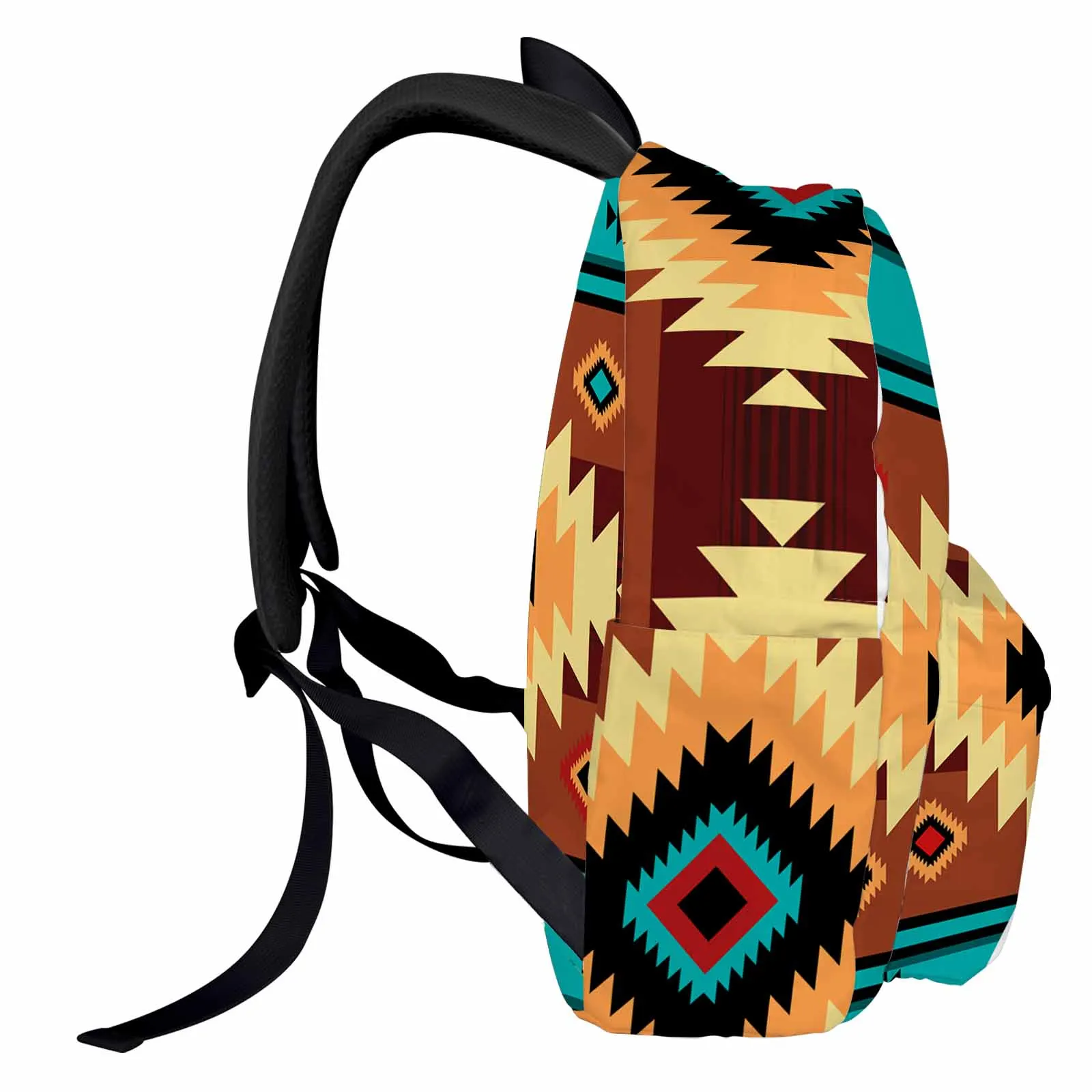 Brown Blue Ethnic Bohemian Style Geometric Backpack School Bags for Teenagers Students Laptop Bag Women's Casual Travel Backpack