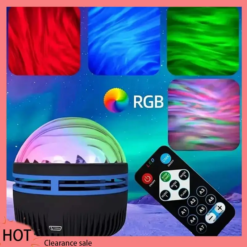 A88Z Northern Lights Night Light LED Projection Lamp Remote Control USB Chargeable Colorful Atmosphere Light Decoration