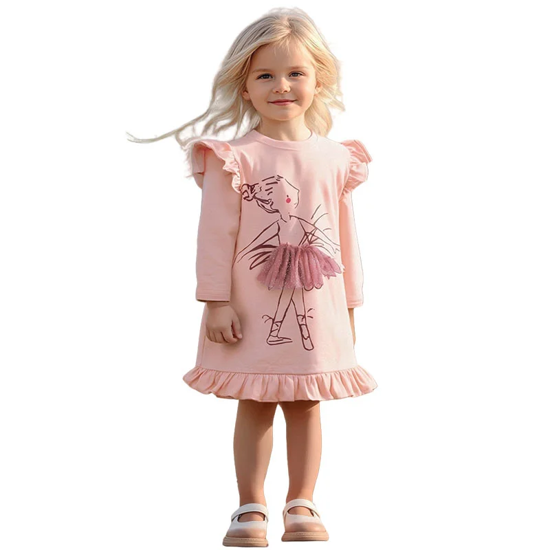 

Jumping Meters 2-7T Autumn Spring Girls Dresses Long Sleeve Cotton Fashion Birthday Gift Kids Clothes O-neck Toddler Cute Frocks