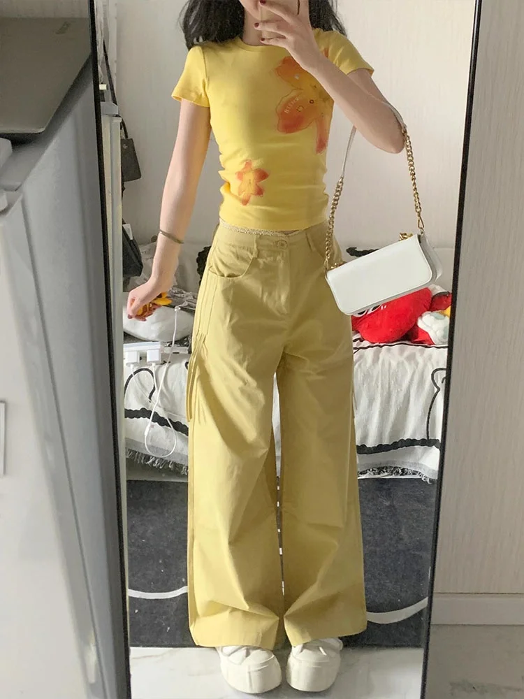 夏用スリムフィット半袖Tシャツ レディース ユニークな宝石の花柄プリントトップ 通勤スタイル コットン 吸汗速乾 ラウンドネック ショート丈