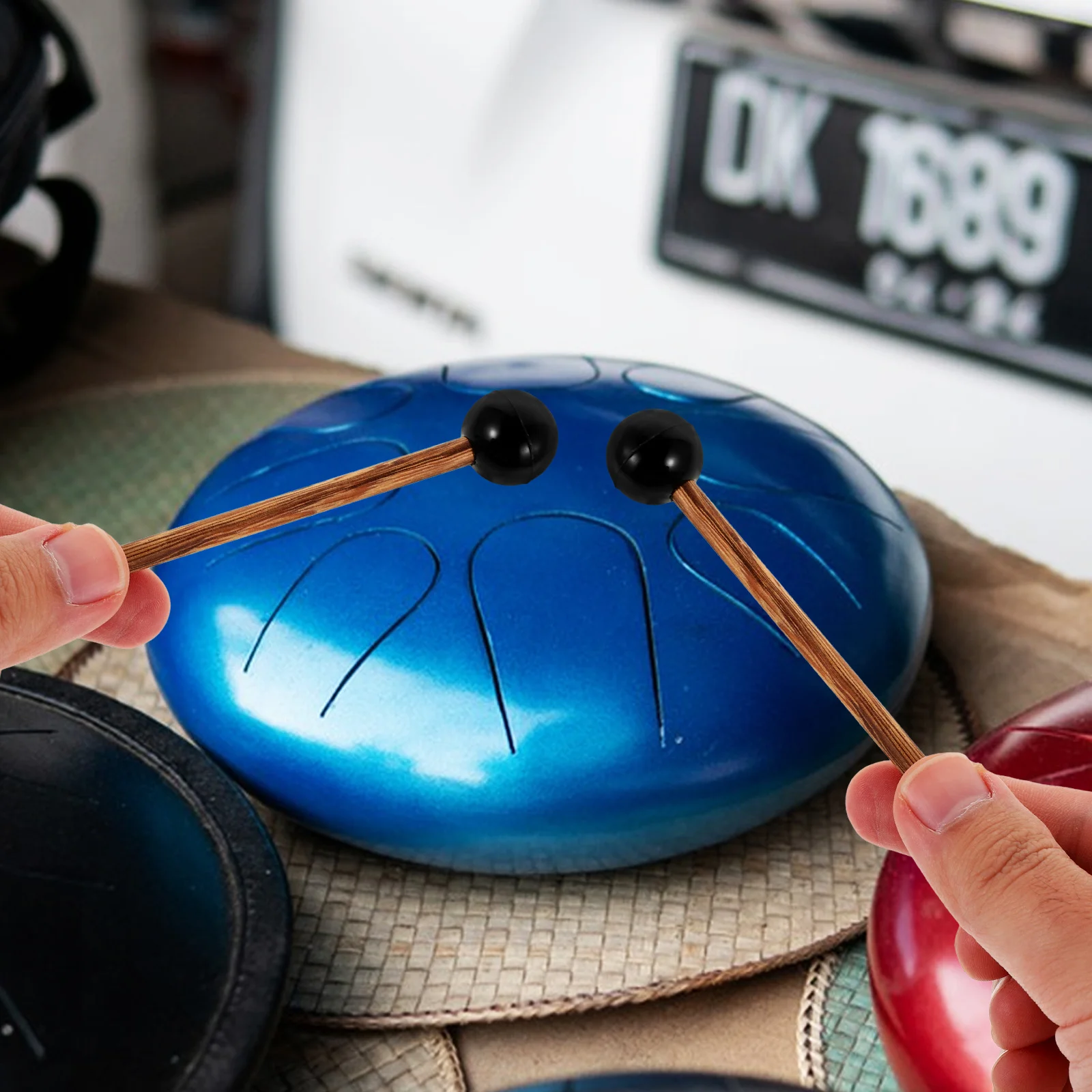 

2Pcs Chicken Wood Drum Mallets Rubber Head Lightweight Wooden Handle Steel Tongue Drum Percussion Accessories Mini Rubber Mallet