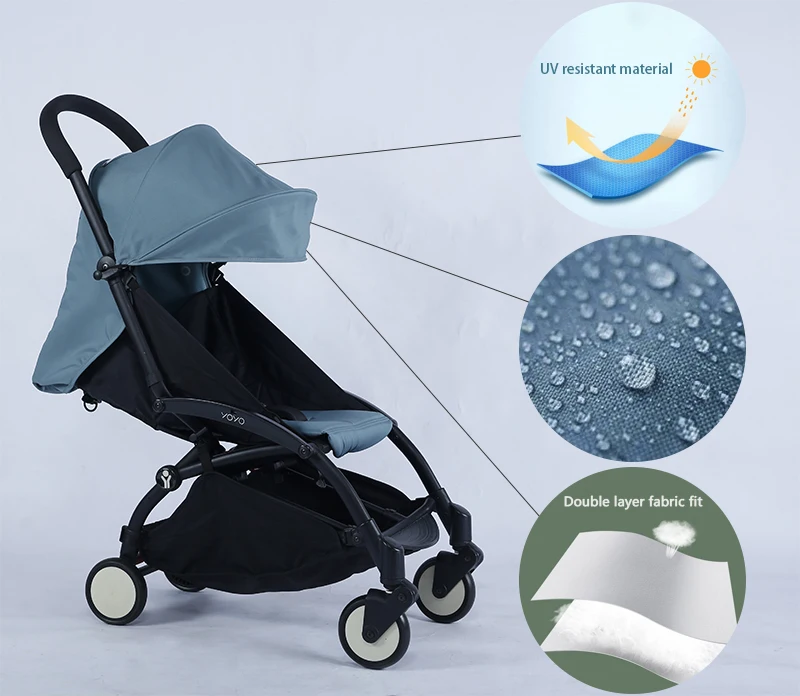 4 Stück/Set Kinderwagenzubehör 175 ° Sonnenschutz- und Sitzkissen-Sets passend für Yoyo Yoyo2 Yoyo3 Yoya wasserdichter UV-Schutz – Detail 8