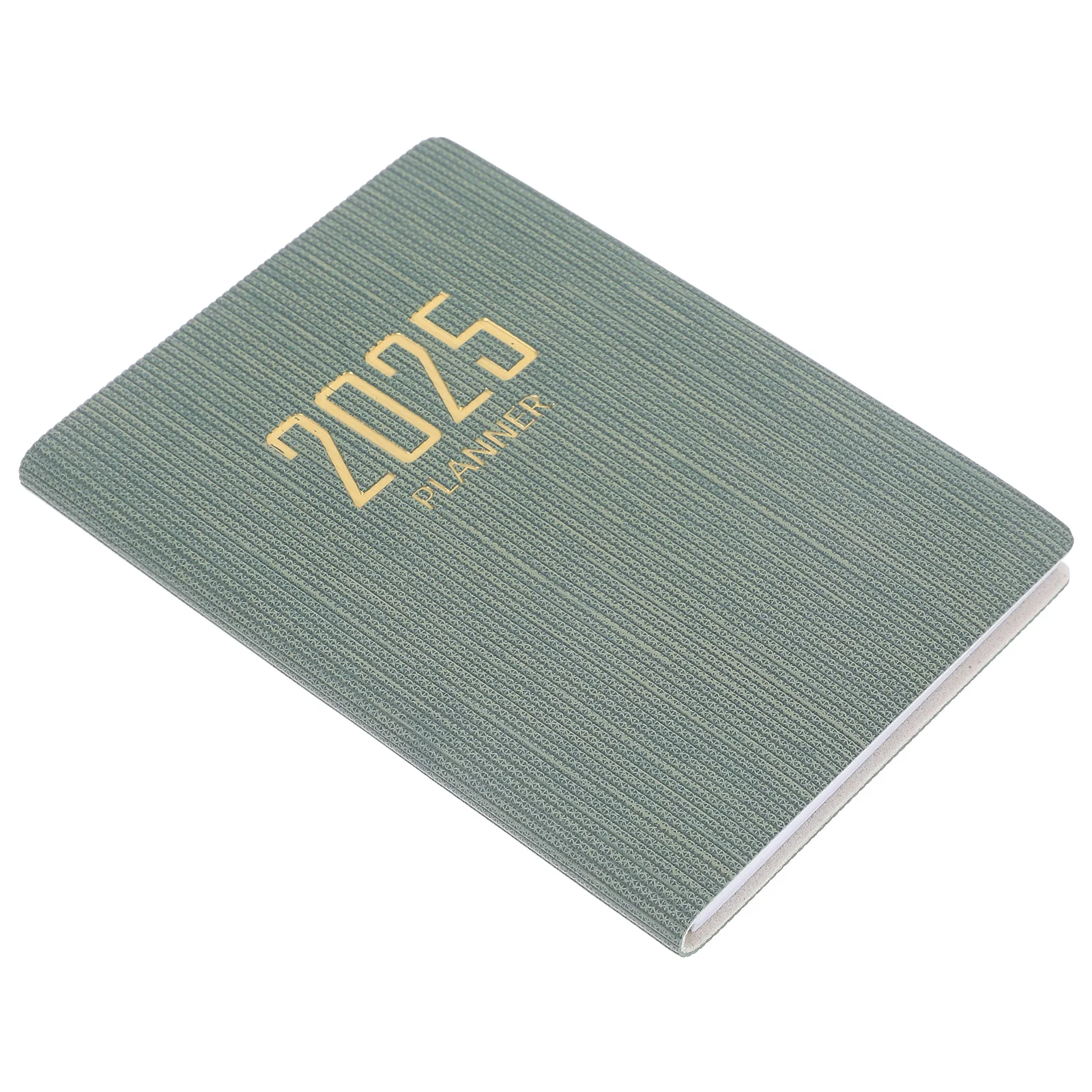 

2025 English Planner Notepad Portable Delicate Multi Function Academic Organizer Green Striped Monthly Daily Journal Notebook
