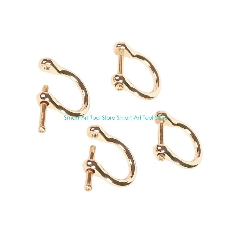 E1PB 4Pcs Removable Alloy U-Shape Shackles Hook 20mm Diameter Buckles Clip For Bags Making Pet Leashes Outdoor Equipment