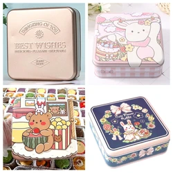 Cute Cartoon Bear Candy Biscuit Tin Storage Box Cookie Packaging Case Square Empty Cake Organizer Plate Gift Box Baking Tool