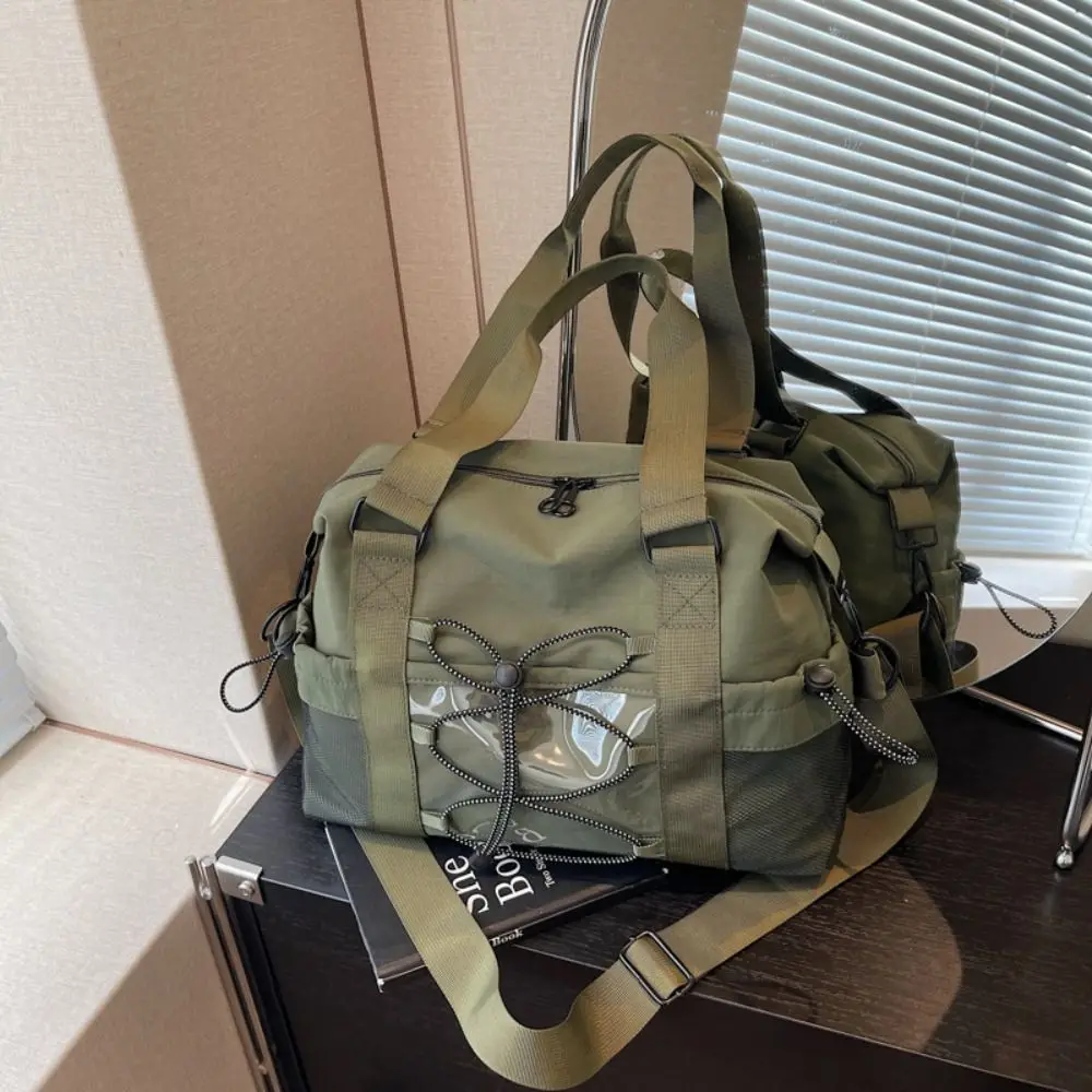 

Сумка-тоут из нейлона, повседневная, на шнурке, легкая, из ткани Оксфорд, на плечо, однотонная, портативная, для спорта и фитнеса, для покупок