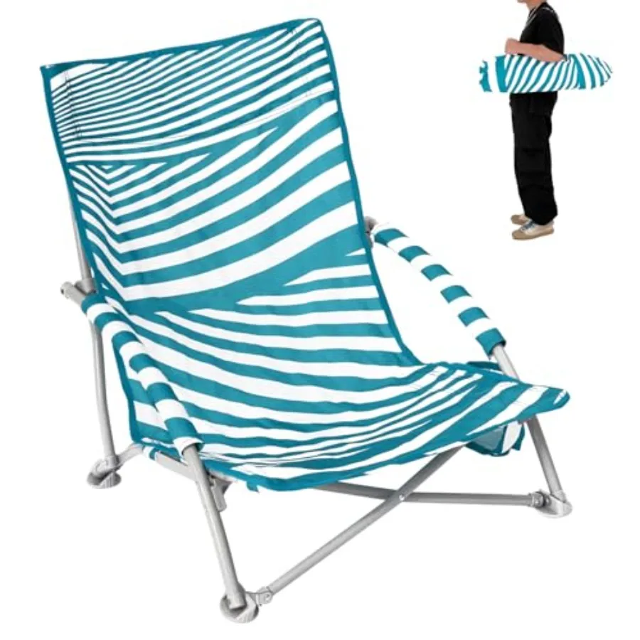 

Low Beach Chairs for Adults Lightweight Beach Chair with Cup Holder Heavy Duty Portable Beach Chair for with Carry Bag for Outd