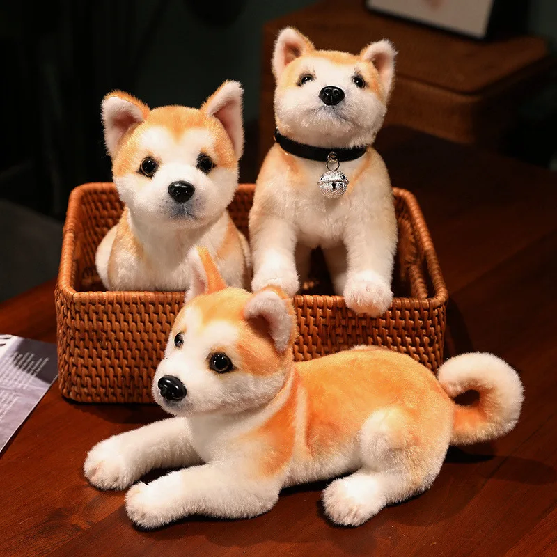 

2 Sizes New Akita Dog Stuffed Animal Dog Plush Toy Cute Simulation Pets Shiba Inu Fluffy Baby Dolls Birthday Gifts For Children