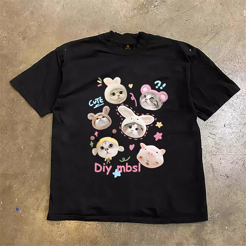 Loose Fit Short Sleeve T-Shirt Pure Cotton Double Thread Women's Style Heavyweight Couple's Tee Casual Summer Fashion