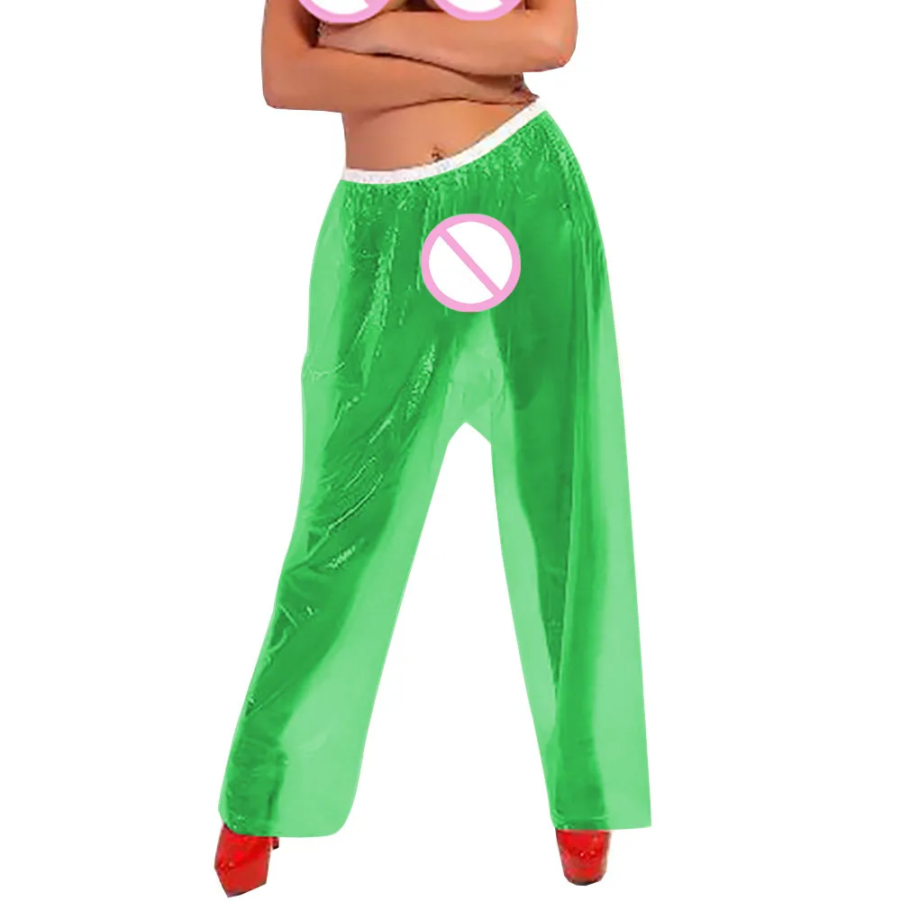 Sexy Exotic Transparent PVC Pants for Adults,Elastic Waistband Leggings,Plastic Loose Trousers,Private Party Clothing,ABDL Adult
