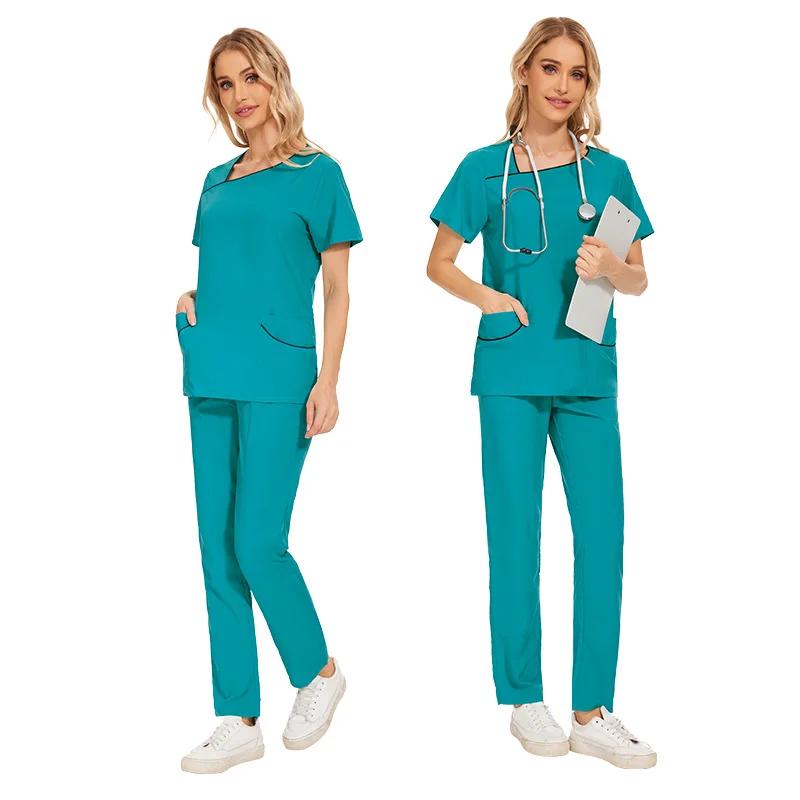 Uniforme Médical Solide, Vêtements de Travail pour Clinique, Hôpital, Salon de miles, Médecin, Chirurgie, Infirmière Imbibée, Ensembles de GIslande, Salopette à Manches Courtes