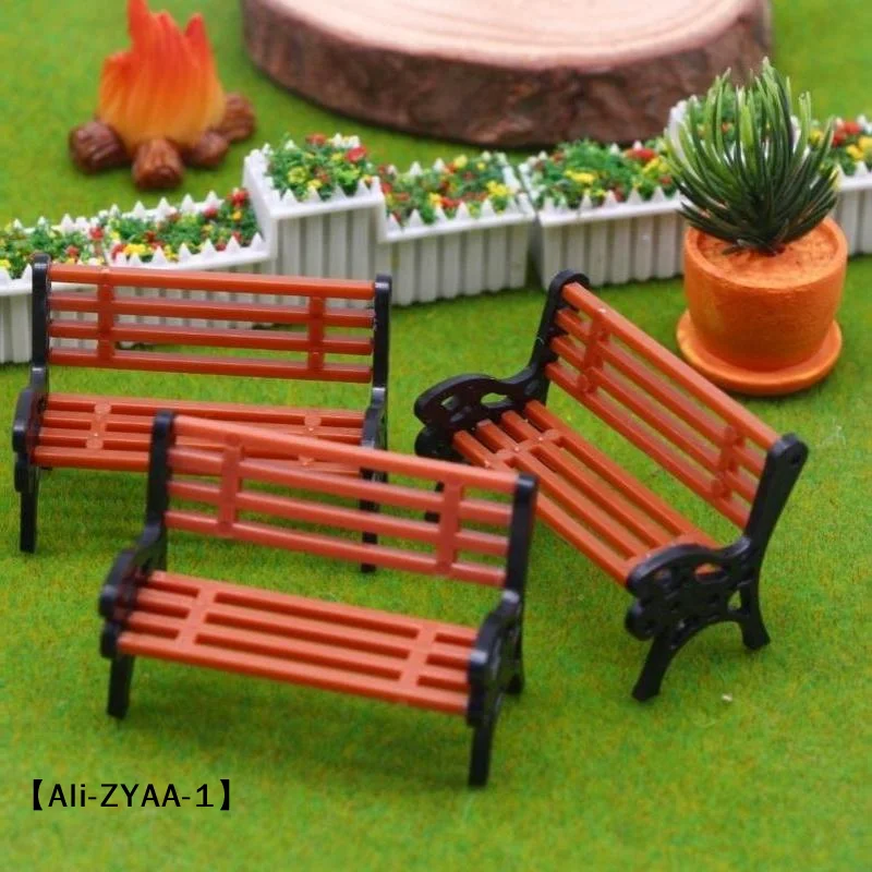 【A】Miniature Bench Chair Figurines PVC Crafts Mini Garden Decor Micro Landscape DIY Doll House Accessories
