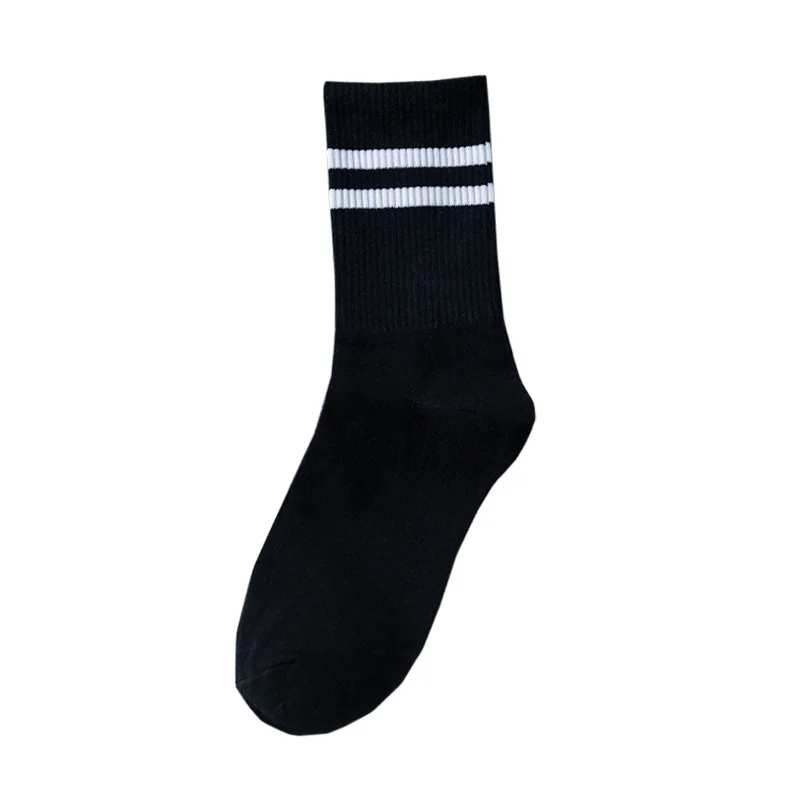 Hot Sale Cotton Striped Socks Men\'s and Women\'s Solid Color Tennis Socks White and Black Unisex Spring Autumn Collection