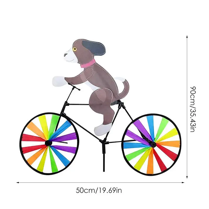 3D zwierzę kot pies na rowerze DIY wiatrak trawnik ozdoby wiatraczek rower zwierząt wirować dekoracja zewnętrzna ogrodowe