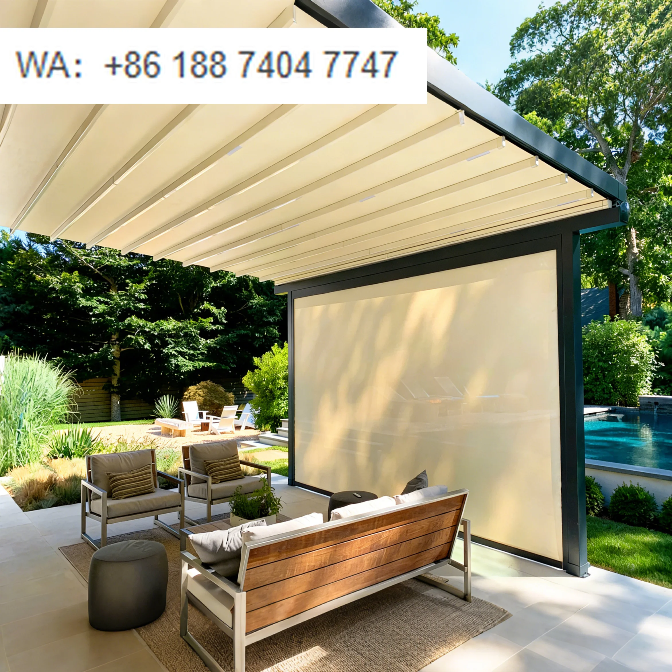 

Electric Aluminum Alloy Retractable Awning Powder Coated Outdoor Folding Balcony Rain Canopy Arches