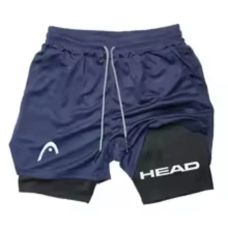 Running Shorts Men Fitness Gym Training 2-in-1 Sports Compression Fashion Quick Dry Workout Harajuku Jogging Double Deck Summer