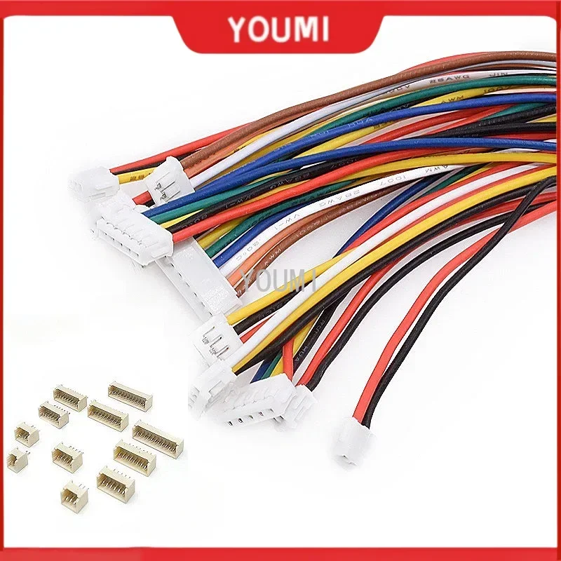 10 Sets MICRO JST 1.25mm Pitch Female Connector Wire 10CM 20CM  2/3/4/5/6/7/8/9/10 Pin with Straight Pin Socket