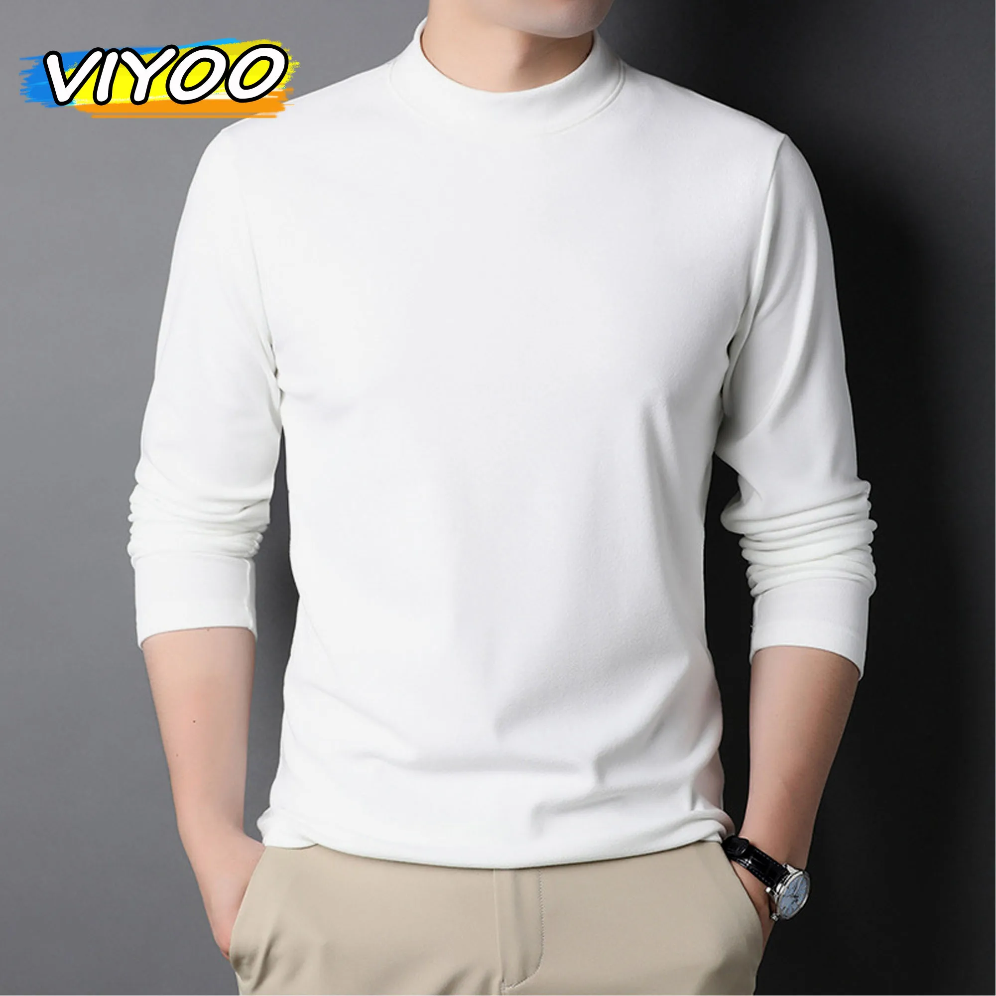 2024 Mature Men's Autumn Winter Clothes Tights Sweater Undershirts Long Sleeve Office T-Shirts Sweatshirts Tops Blouse For Men