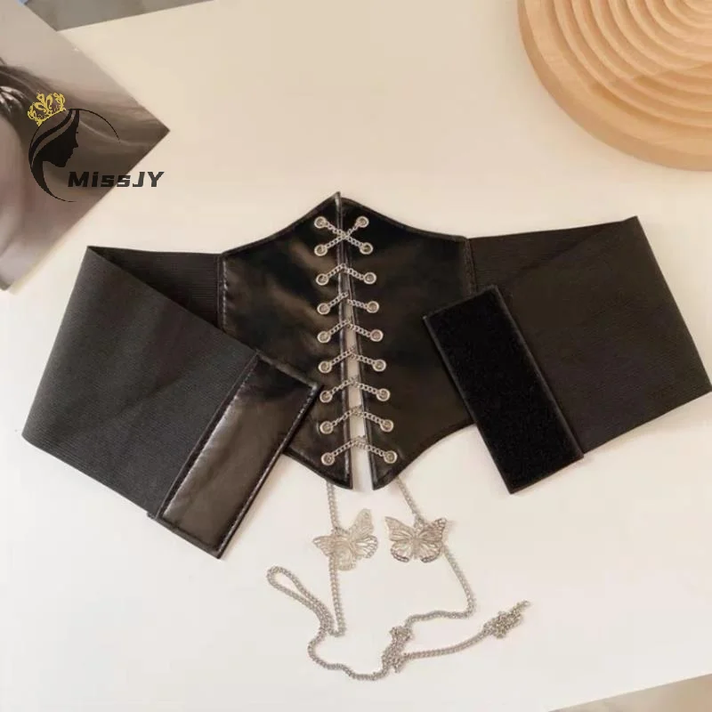 ผู้หญิงเซ็กซี่รัดตัว Underbust Gothic Butterfly CHAIN Curve Shaper สายรัดกระชับสัดส่วน