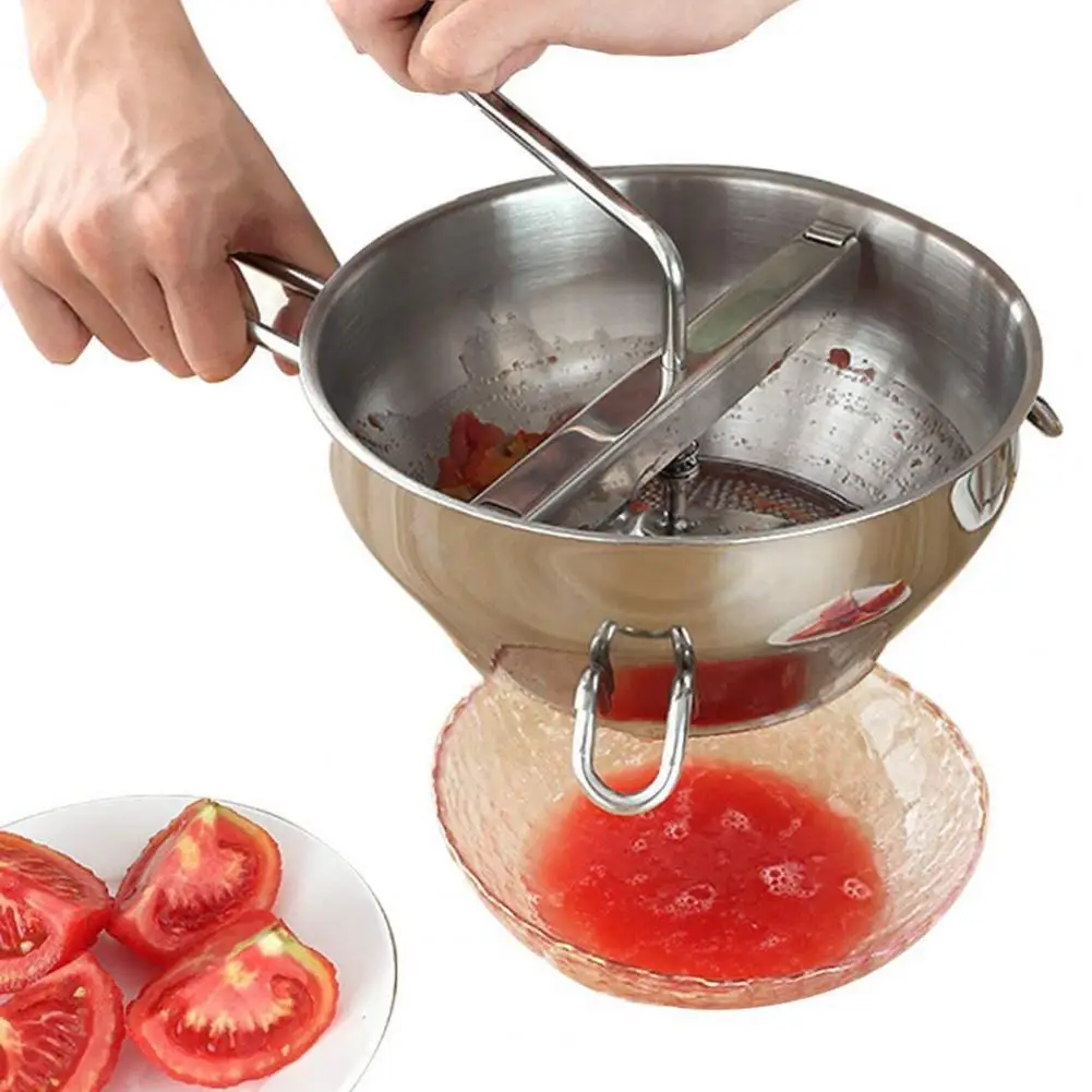 Professional Food Grade Ketchup Making Tomato Milling Disc Mixer with Long Handle Easy Cleaning Food Mill Kitchen Supplies