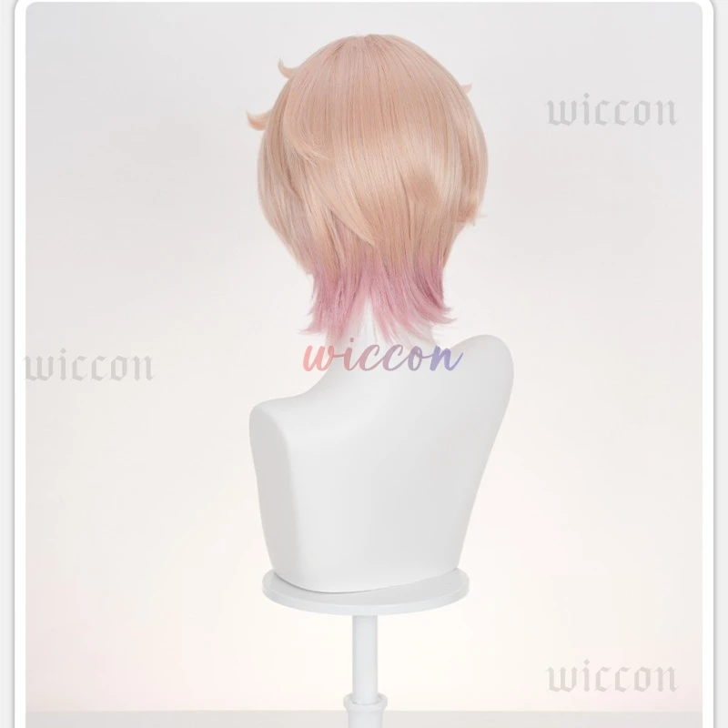 جينشين إمباكت داليا شعر مستعار تأثيري برتقالي وردي شعر قصير القوطي مصاص دماء Heterochromia بوي Mondstadt حفلة الهالوين للنساء والرجال