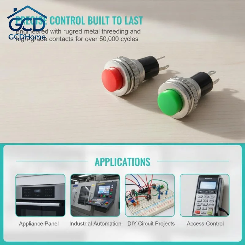 10Pcs DS-314 DS-316 Momentary Push Button Switch 10mm Self Reset Panel Mount for Industrial Equipment Repair