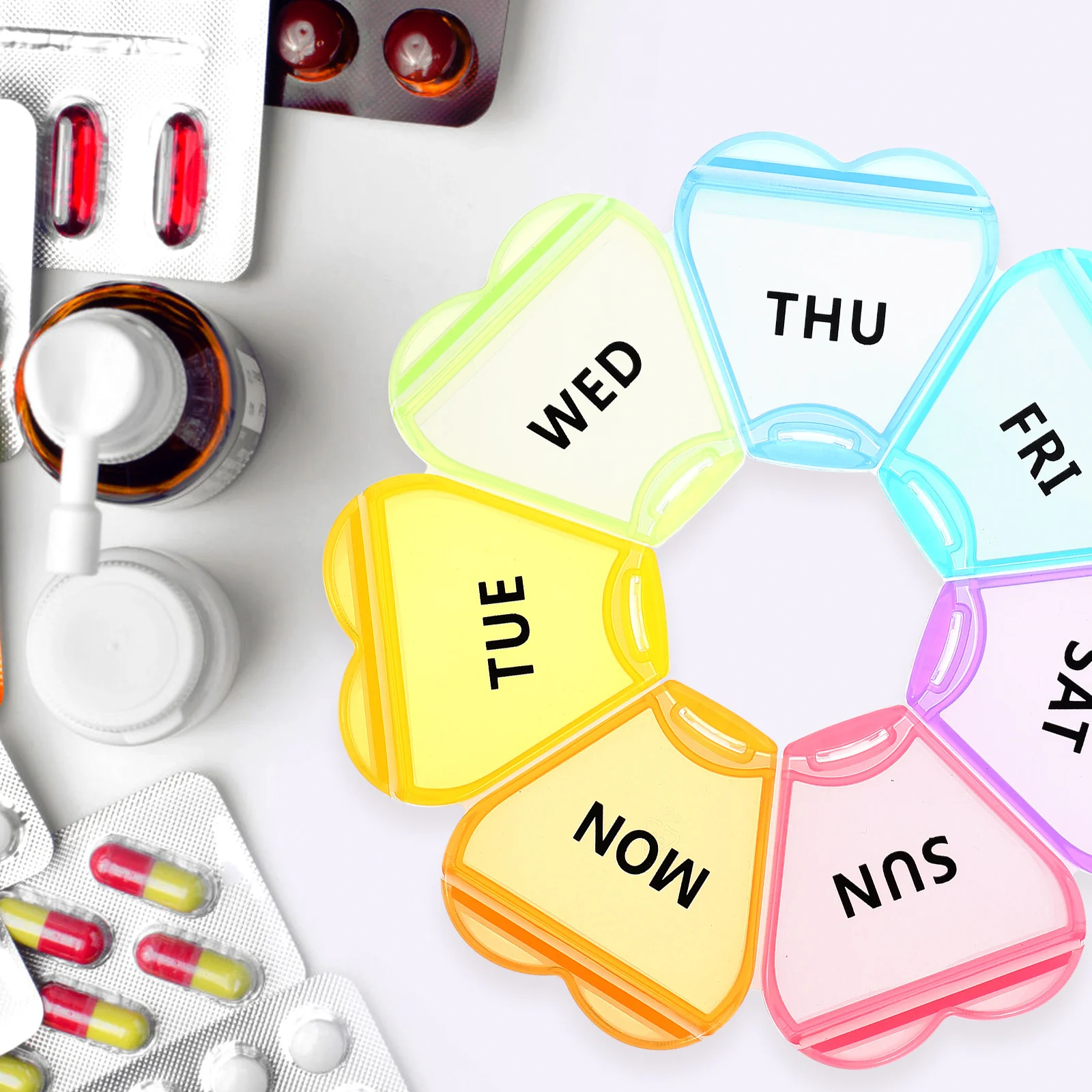 صندوق حبوب أسبوعي، منظم أدوية، تخزين السفر، مادة متينة راقية، بدون رائحة، تخزين أسبوعي #2