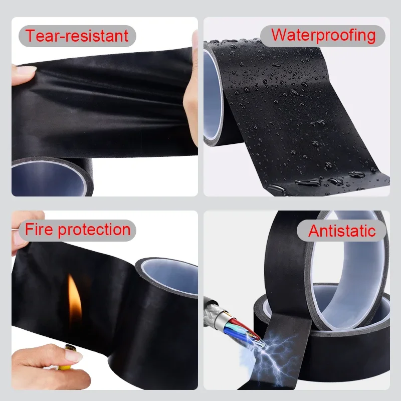 Anti-Static ESD Black PTFE Tape High Temperature Resistant Tape Insulation Anti-Sticking And Hot Resistant Cloth Tape 10m*0.13mm