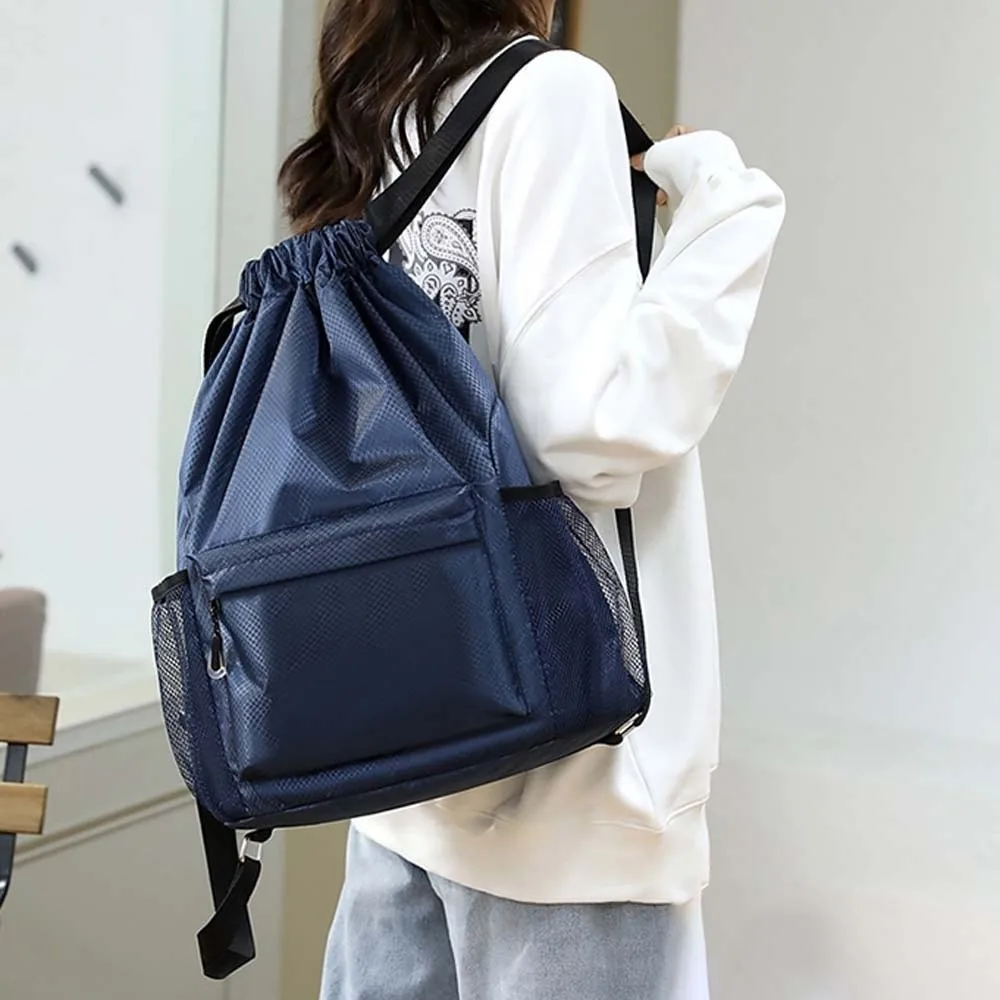 Portable Gym Drawstring Bag Quick Drying Adjustable Straps Oxford Cloth Backpack Large Capacity Lightweight