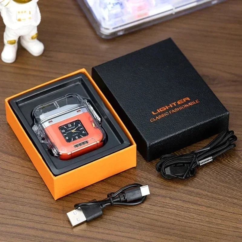 Hot New Quartz Clock Transparent IP56 Waterproof Double Arc Type-C Lighter Outdoor Windproof With COB Lighting LED Power Display - view 6
