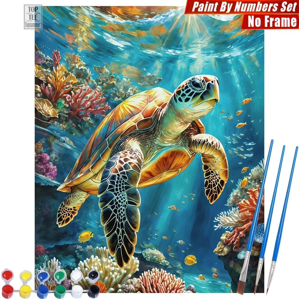 

Набор для рисования по номерам «Морская черепаха и кораллы» - Настенный декор с морской черепахой и кораллами, подарок на День матери для жены