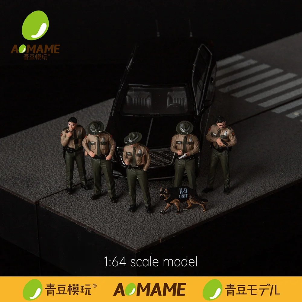 Kicarmod 1/64 Tennessee State Police Figure Resin Model Kit - Miniature Highway Patrol Man Scene Diorama Supplies for Car Model