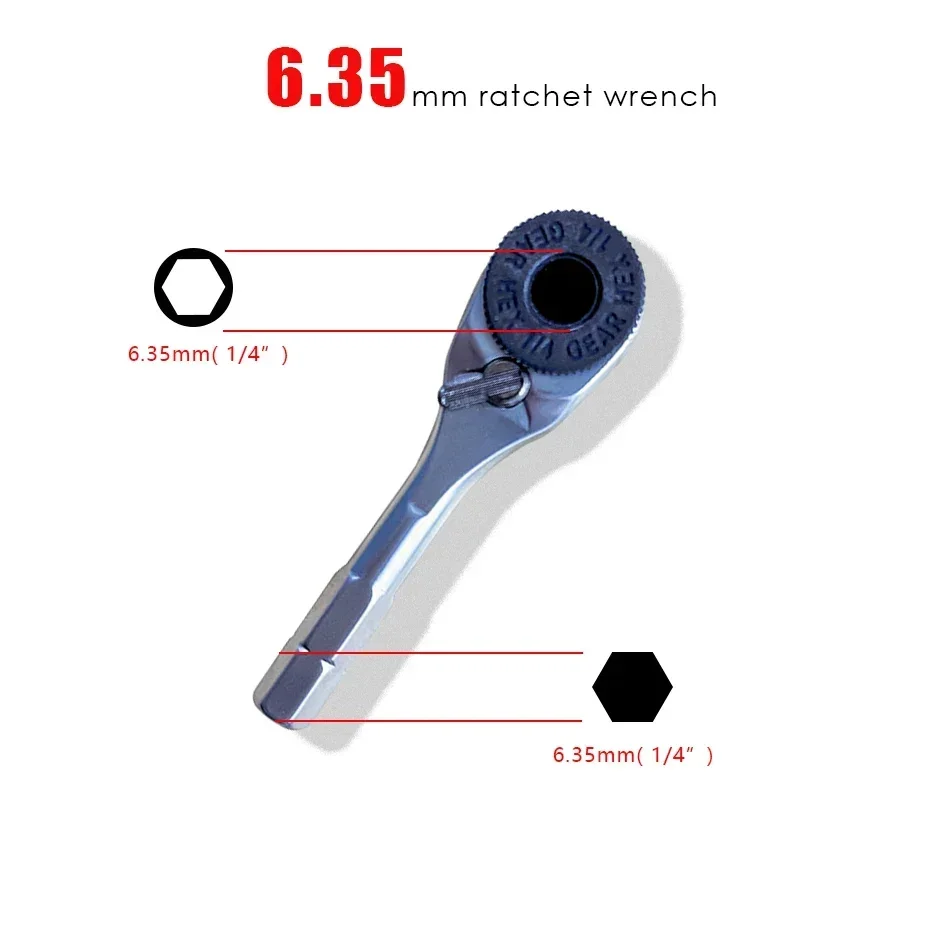 1/4 인치 래칫 렌치 6.35mm 스크루드라이버 육각 토크 렌치, EDC 도구 렌치 1/4 스크루드라이버 로드 퀵 소켓 렌치 수공구