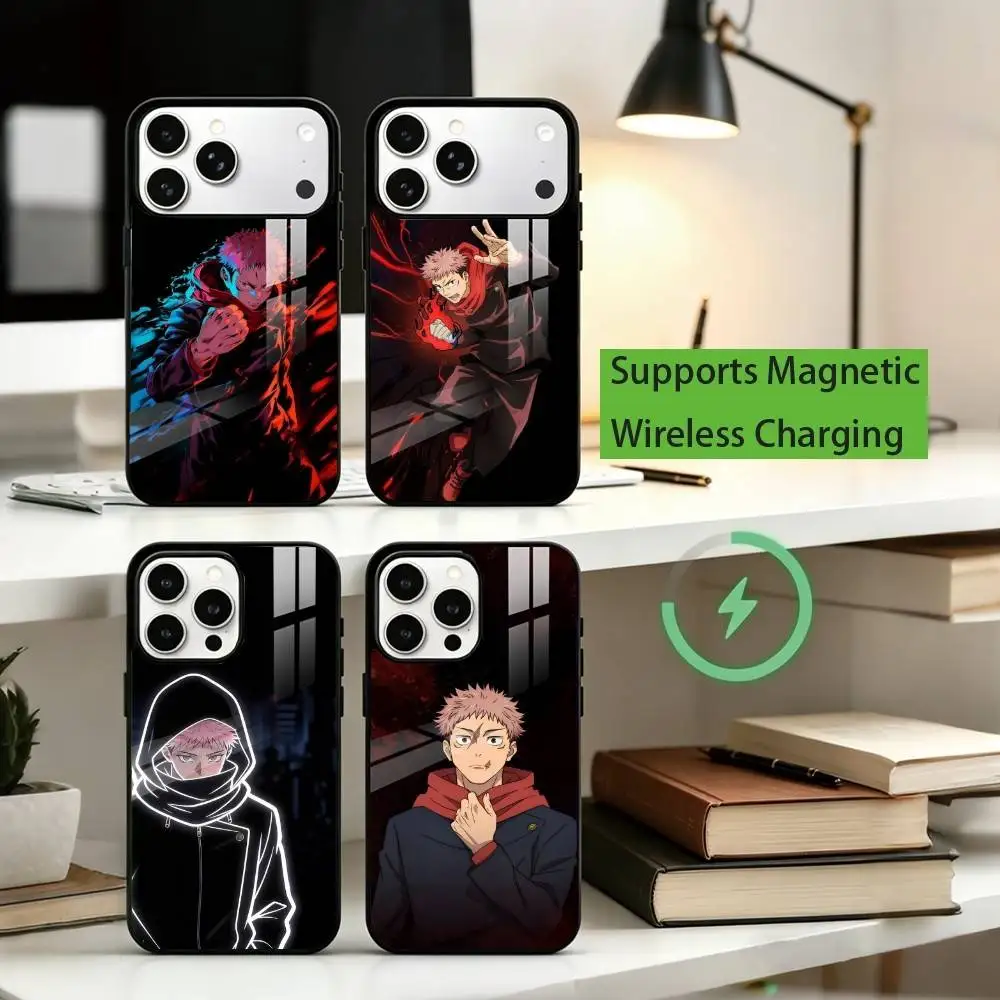

A-Anime Jujutsu Kaisen Yuji Itadori Phone Case For iPhone17,16,15,14,13,12,11 Plus,Pro Supports Magnetic Wireless Charging