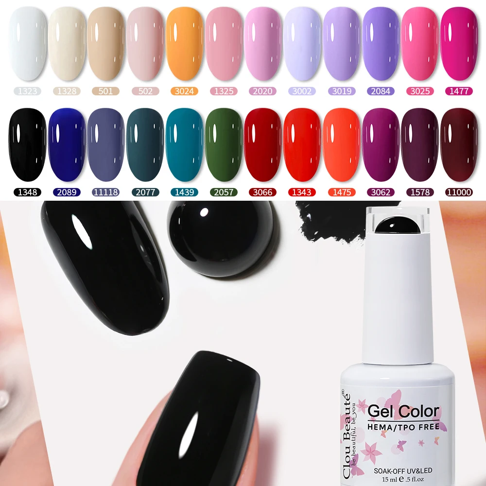 Clou Beaute 15ml capa superior y capa Base Gel Color esmalte de uñas Vernis semipermanente UV barniz Gel Nail Art HEMA/TPO gratis
