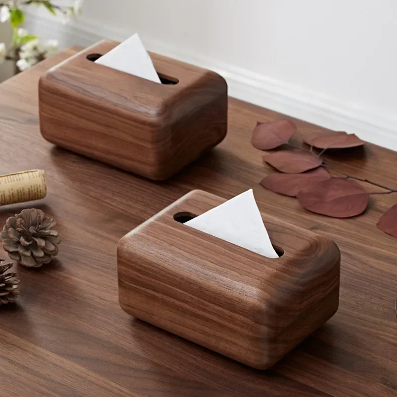 Black Walnut Tissue Holder, Japanese Kitchen Storage Item, Light Luxury Black Walnut Napkin Holder, All Wood Tissue Box Holder