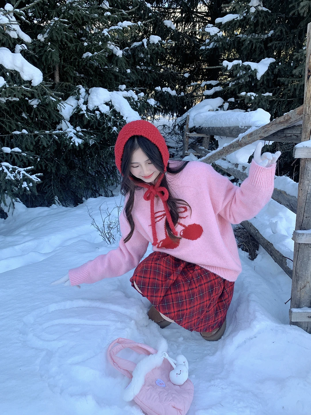 

Уютный вязаный свитер Cozydays Sweet Sle с узором в виде вишни, женский зимний теплый пуловер с круглым вырезом, мягкий и комфортный топ