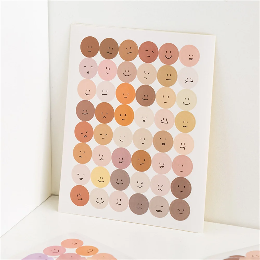 สติกเกอร์ตกแต่งป้ายสติกเกอร์แสดงความรู้สึกการ์ตูน Morandi Earth สติกเกอร์เครื่องเขียนแพคเกจสติกเกอร์ศิลปะของใช้ในครัวเรือน