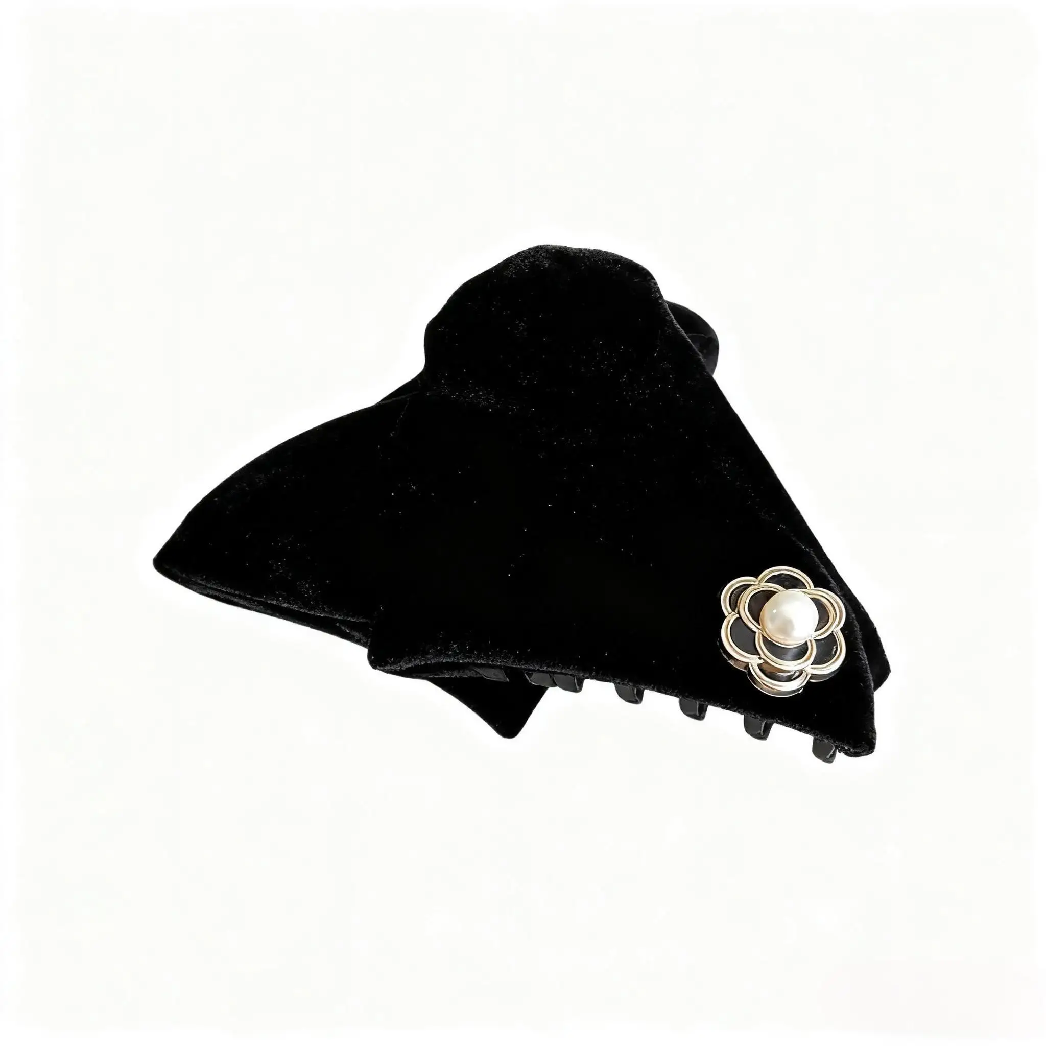 Women'S Suede Triangle Clip With Metal Rosette Clasp - Elegant Ponytail Clip For Everyday/Party