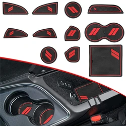 11pcs/set Rubber Water Coaster Door Slot Gasket for Dodge Challenger 2015-2021 Car Anti-skid Pad Interior Special Decorative
