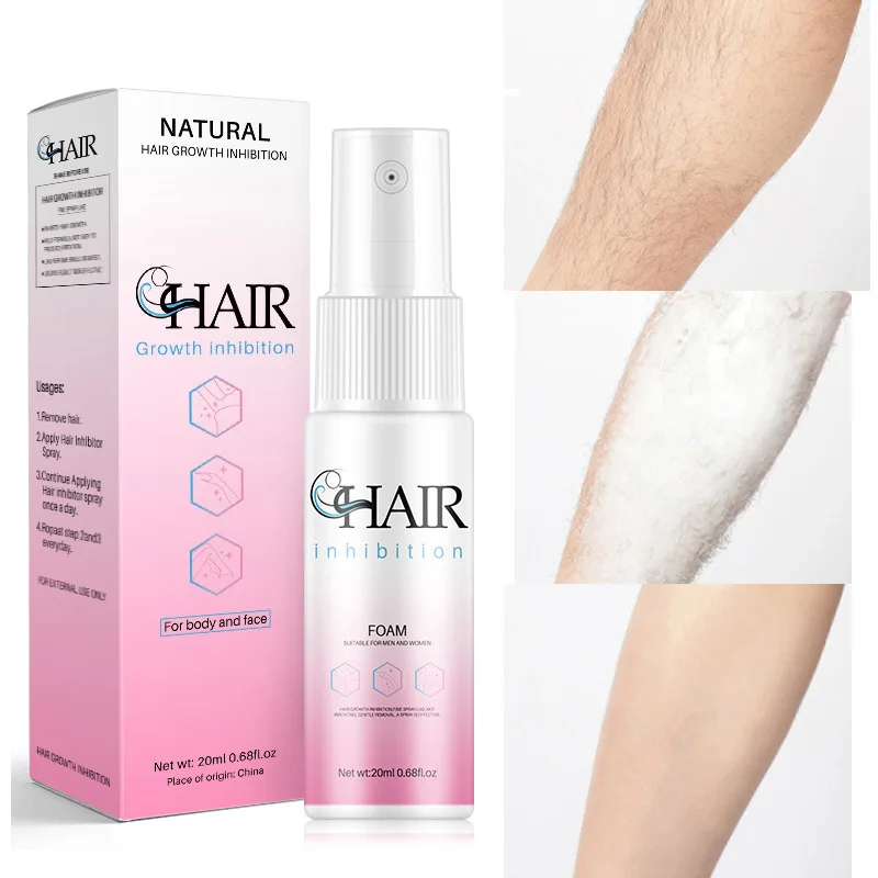 Pulverizador indolor da remoção do cabelo para homens e mulheres, Depilatory permanente, inibidor do crescimento do cabelo, braço, axila, pé, cara,