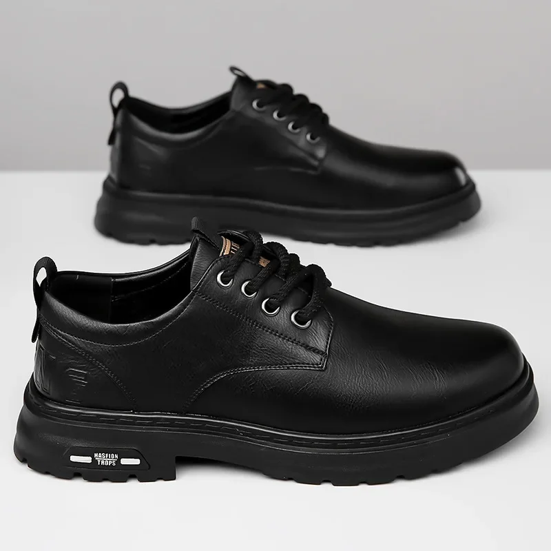 Men's Casual Leather Shoes Designer Trendy All-match Platform Shoes  Men's Business Breathable Leather Shoes - Image 4