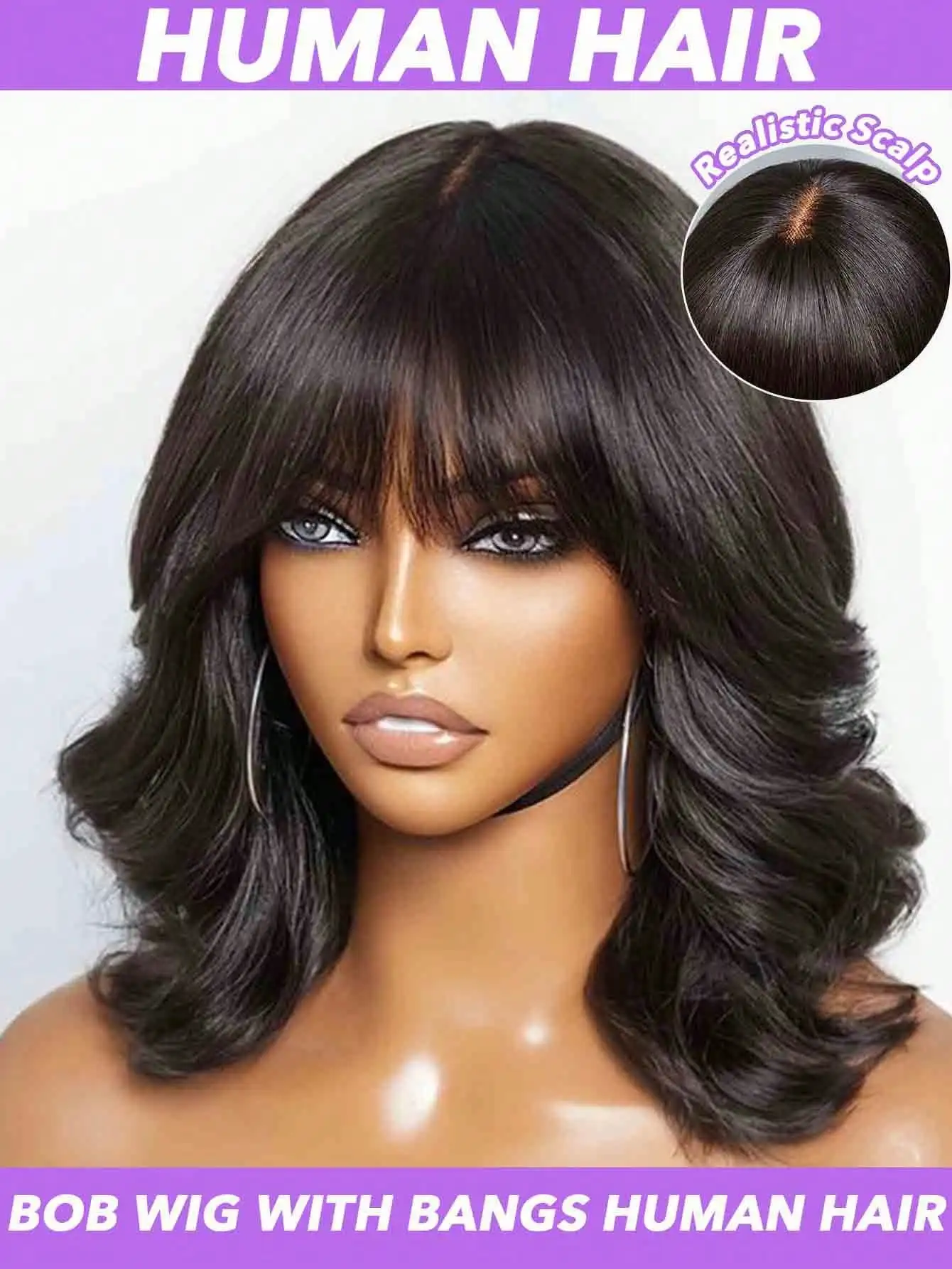 Body Wave Human Hair Wig With Bangs Fringe 3x1 HD Lace Frontal Wigs Short BoB Glueless Front Wig Indian Human Hair Ready To Wear