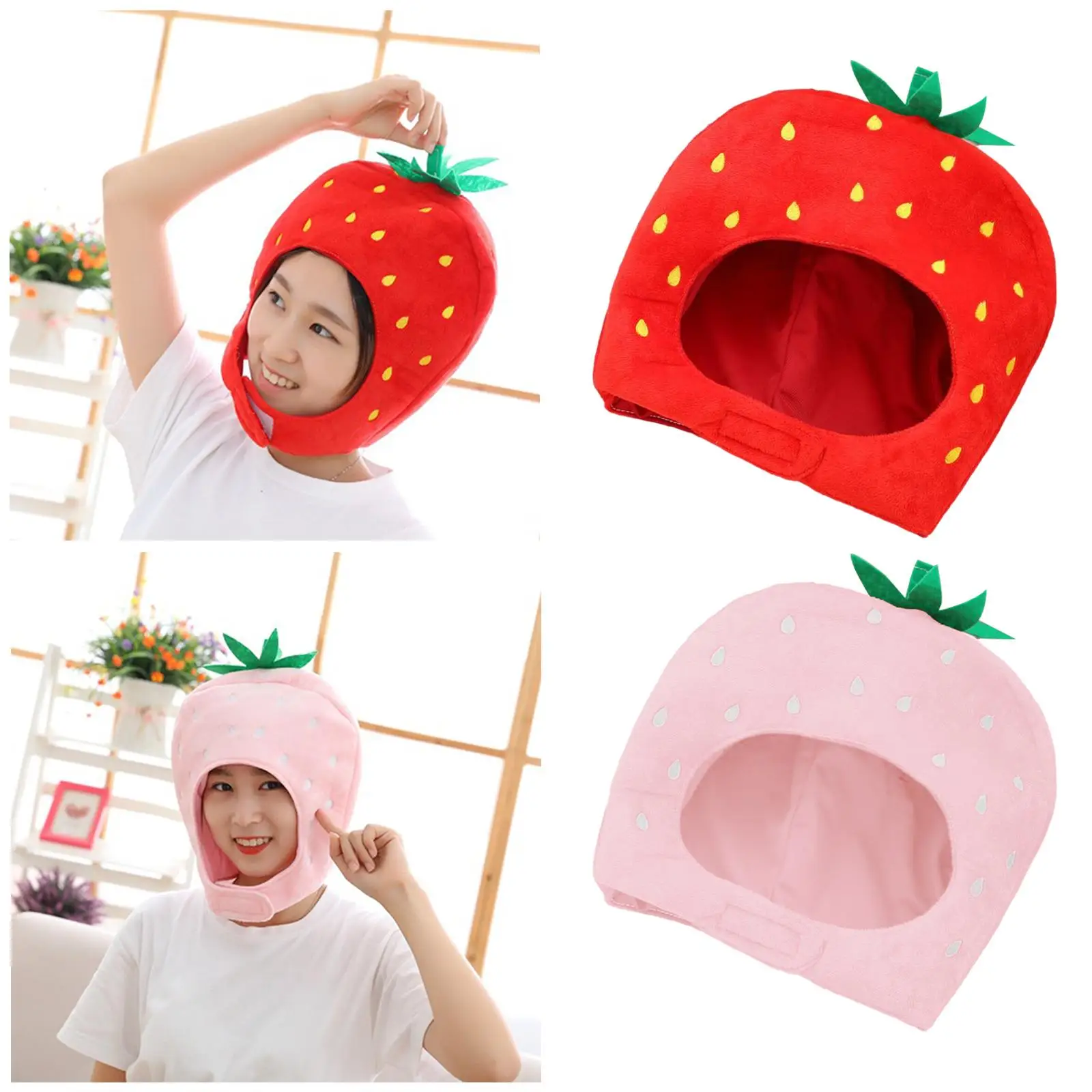 Sombrero de fresa suave, accesorios para fotos de Cosplay, diadema para disfraz para fiesta de Navidad